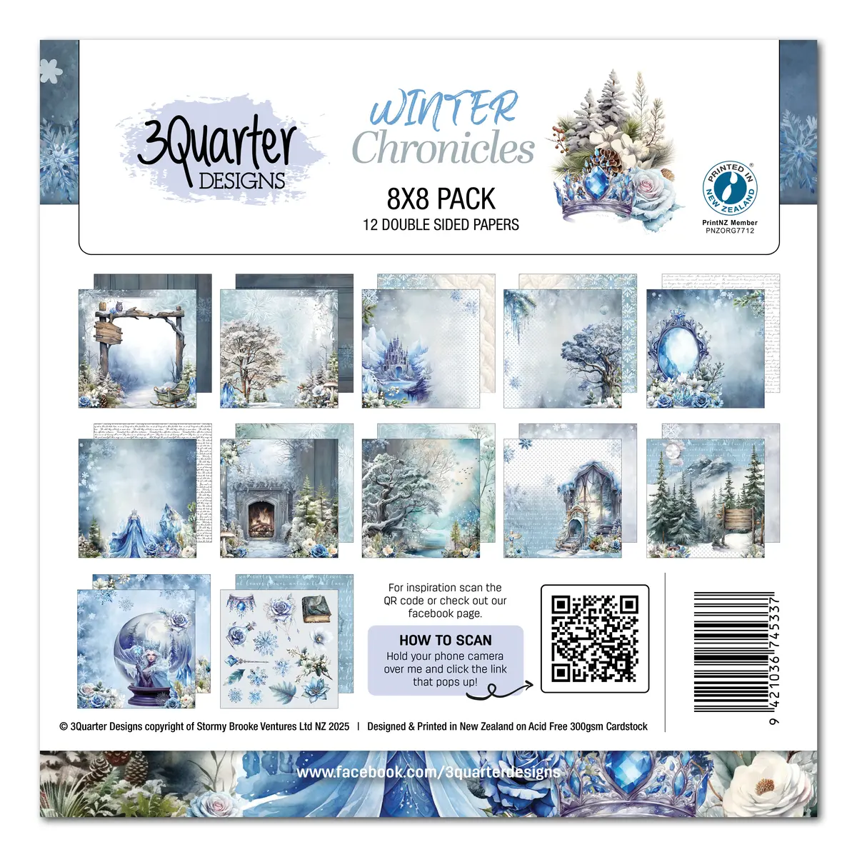 3Quarter Designs Winter Chronicles 8X8 Paper Pack 1