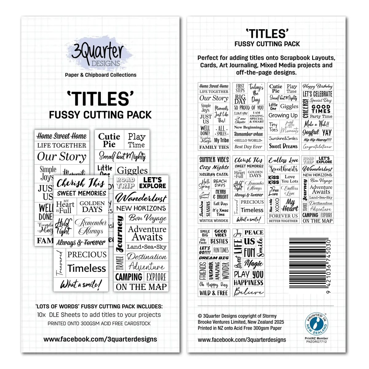 3Quarter Designs Fussy Cutting - Titles 1