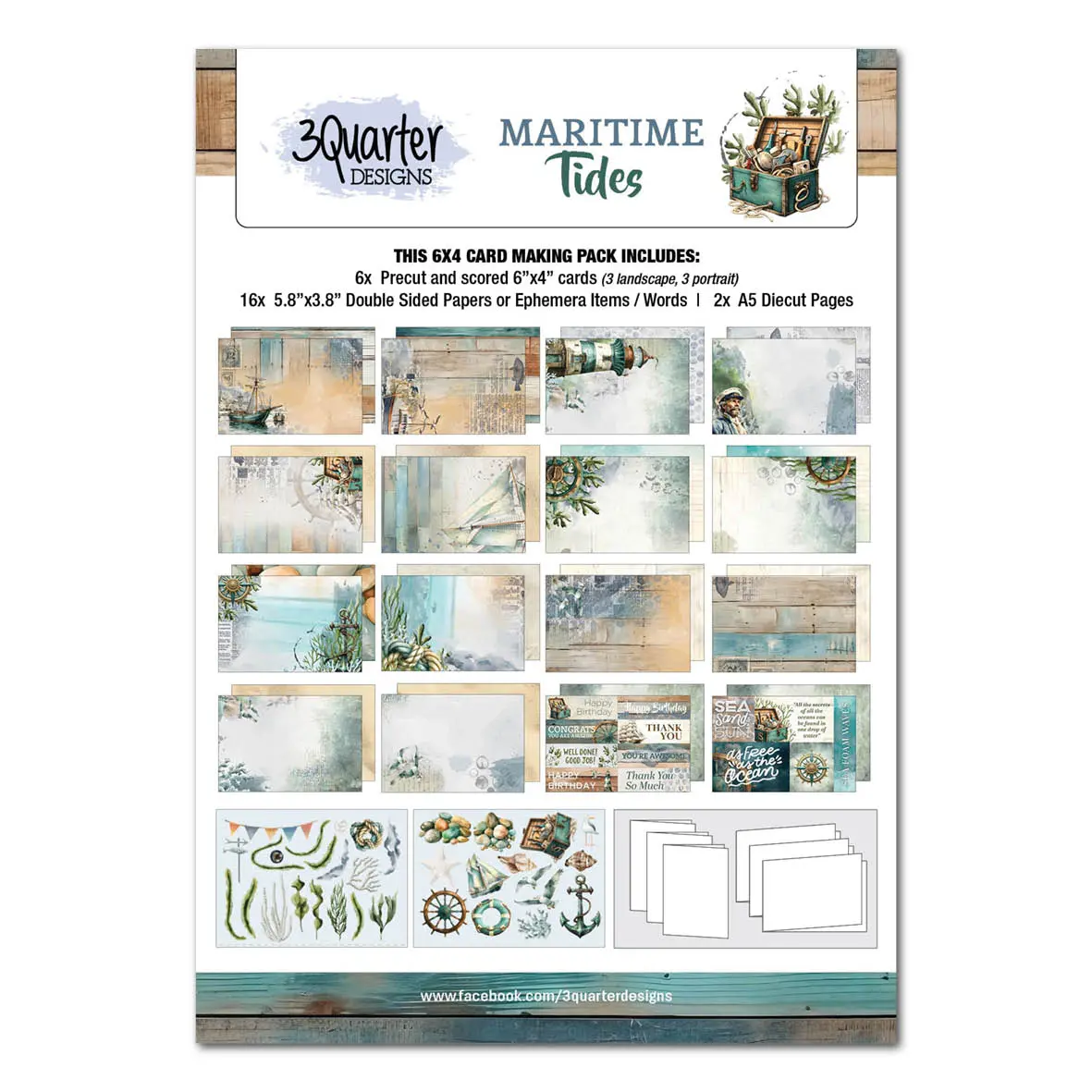 3Quarter Designs Maritime Tides 6X4 Card Pack 1