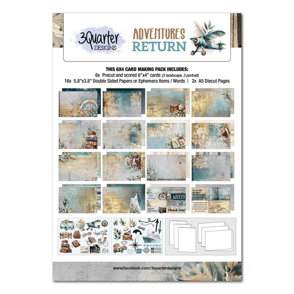 3Quarter Designs Adventures Return 6X4 Card Pack 1