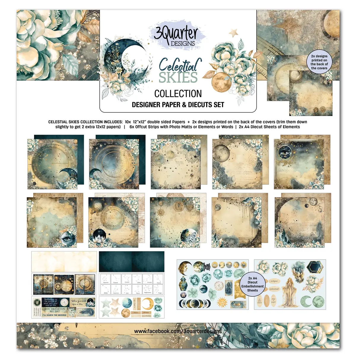 3Quarter Designs Celestial Skies 12X12 Scrapbook Collection 1