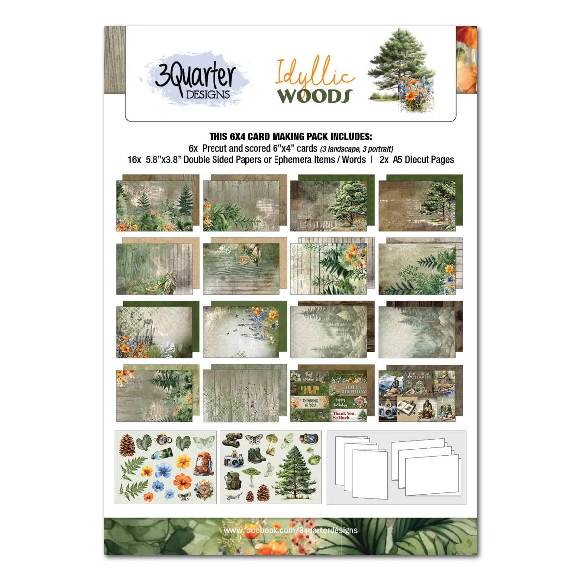 3Quarter Designs Idyllic Woods 6X4 Card Pack 1