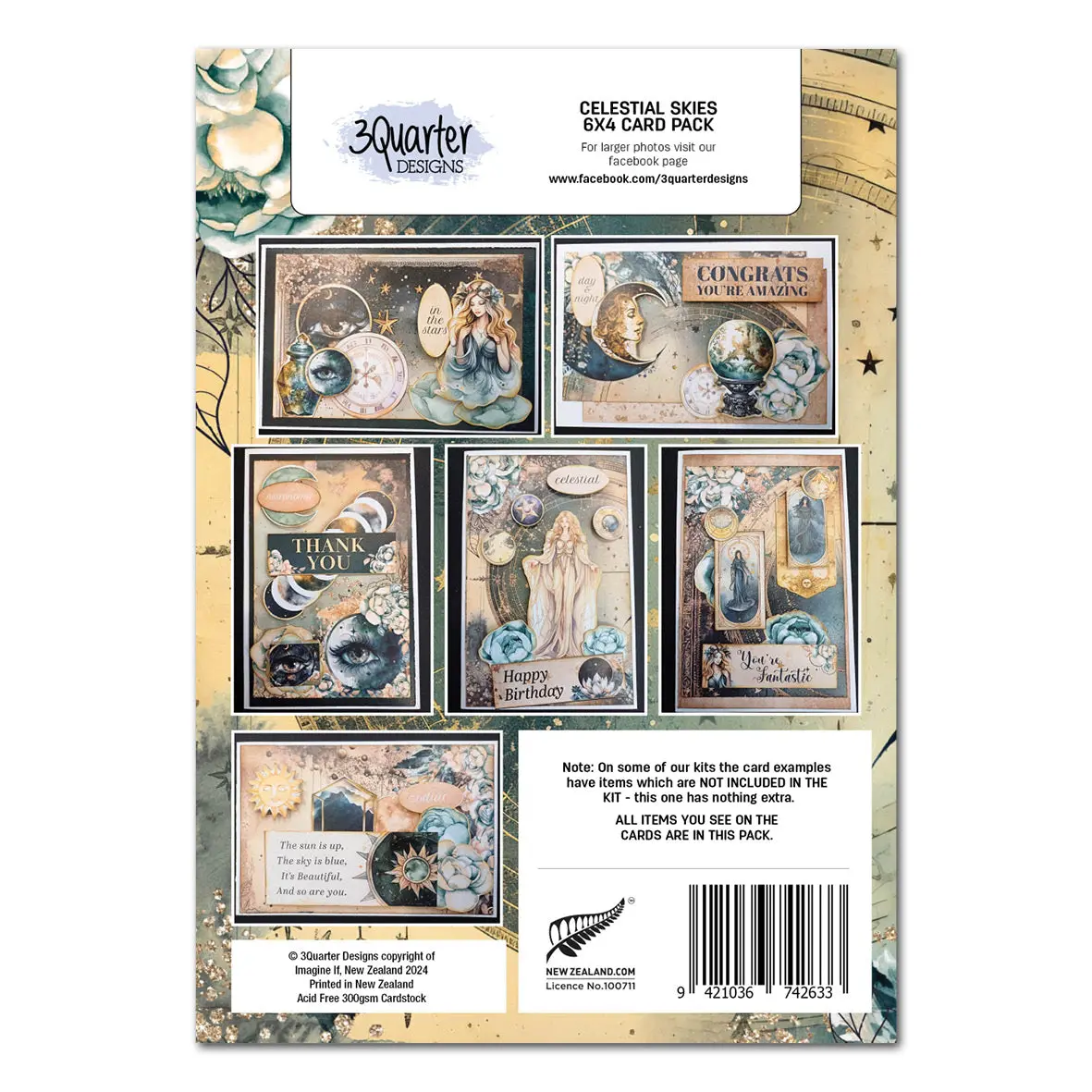 3Quarter Designs Celestial Skies 6X4 Card Pack 2