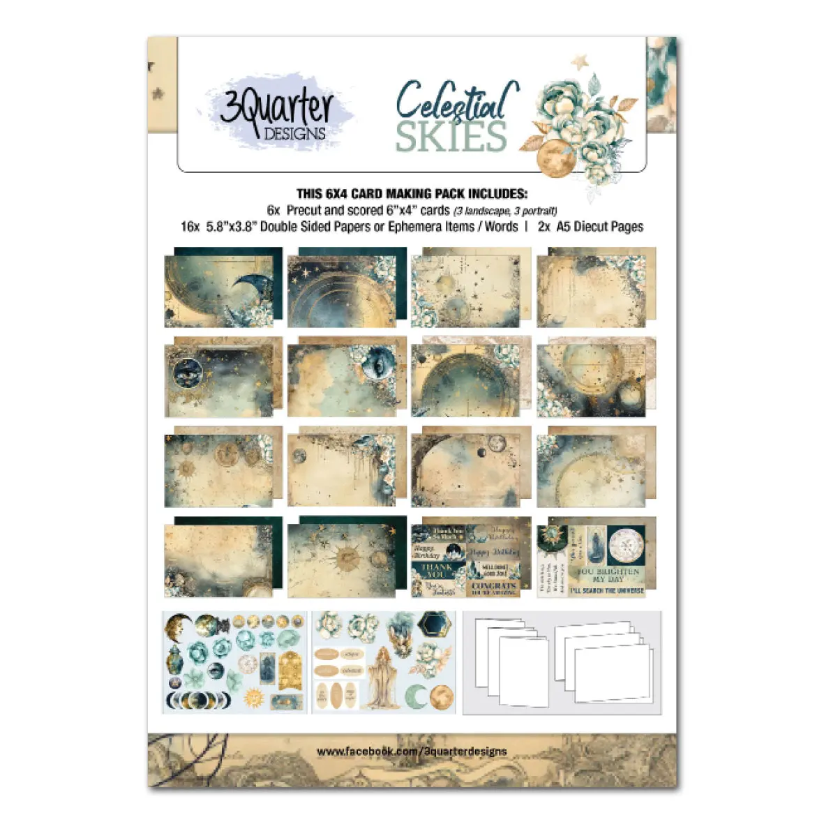 3Quarter Designs Celestial Skies 6X4 Card Pack 1