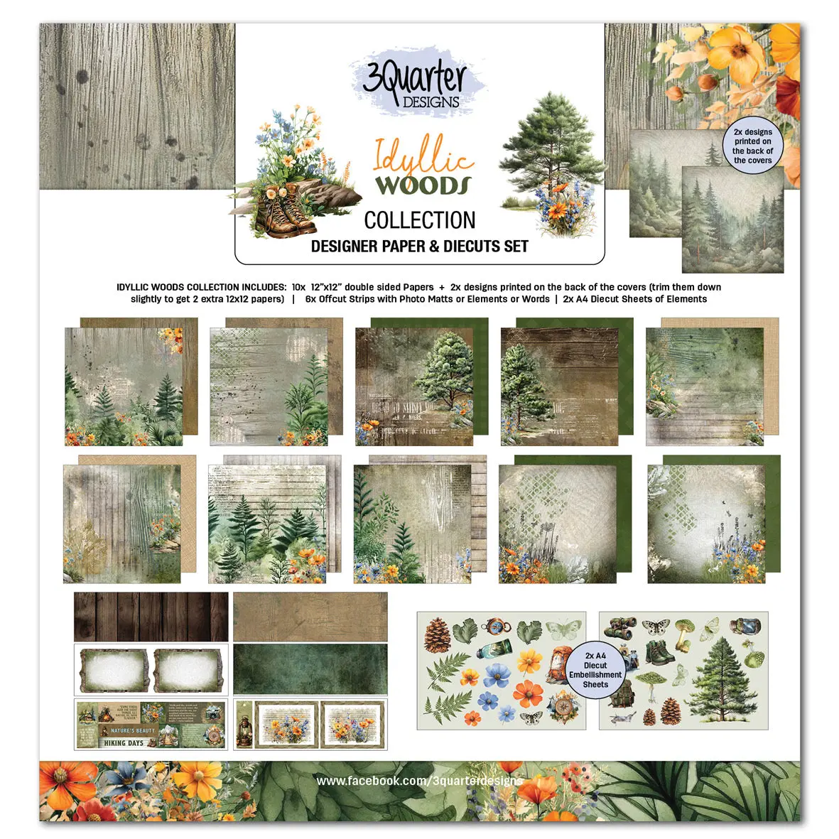 3Quarter Designs Idyllic Woods 12X12 Scrapbook Collection 1