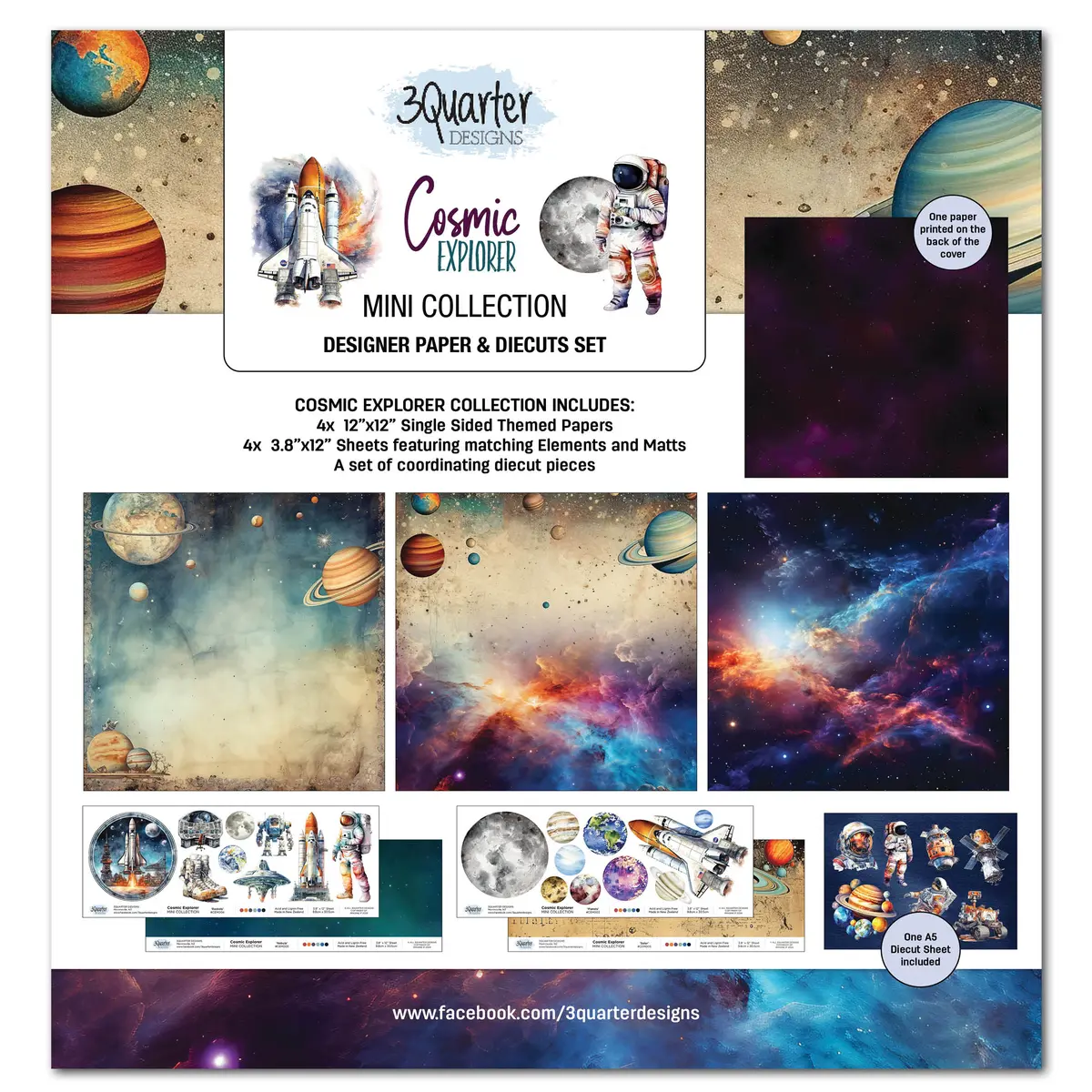 3Quarter Designs Cosmic Explorer - 12X12 Design Paper & Diecuts Set Mini Collection 1