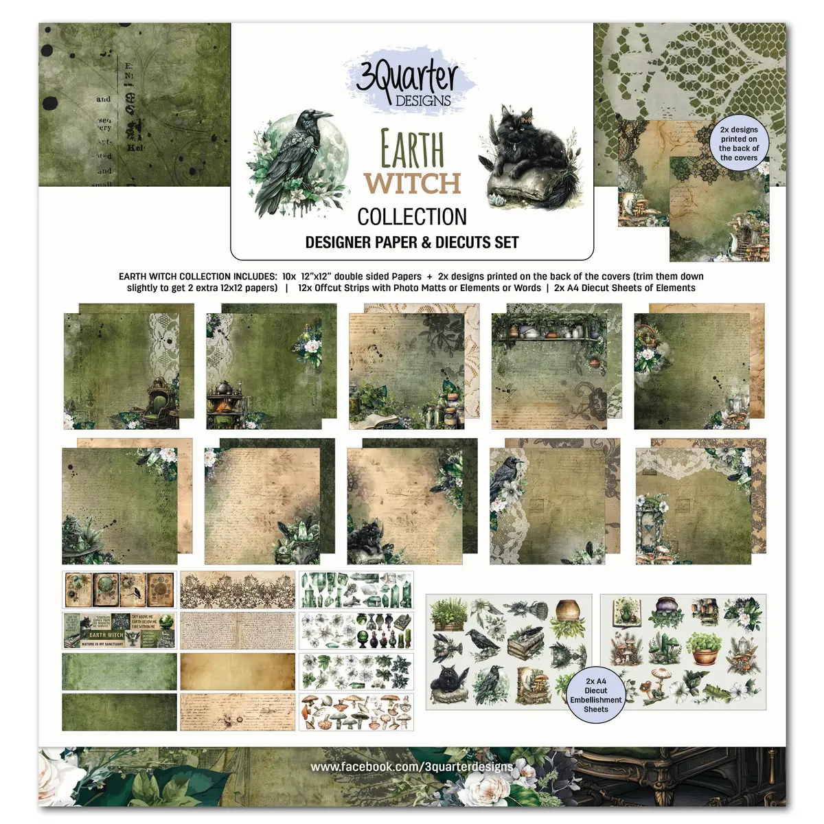 3Quarter Designs Earth Witch 12X12 Design Paper & Diecuts Set 1
