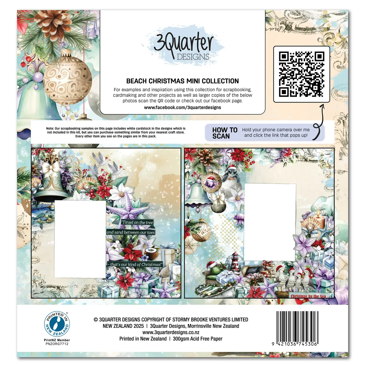 3Quarter Designs Beach Christmas - Mini 12X12 Design Paper & Die Cut Set 2