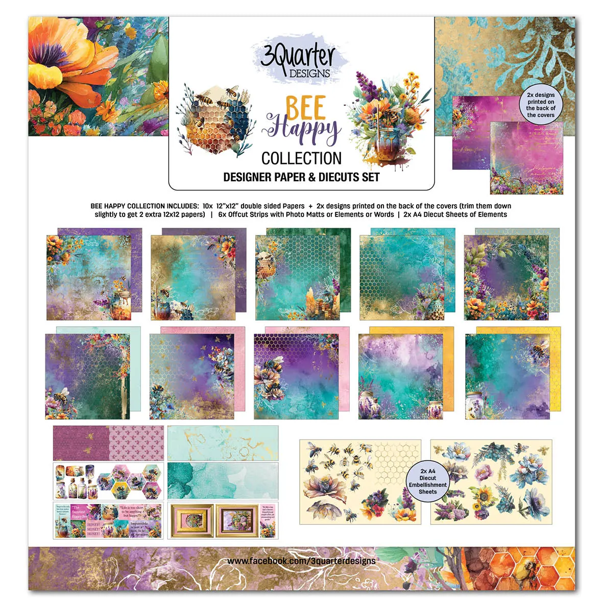3Quarter Designs Bee Happy 12X12 Scrapbook Collection 1