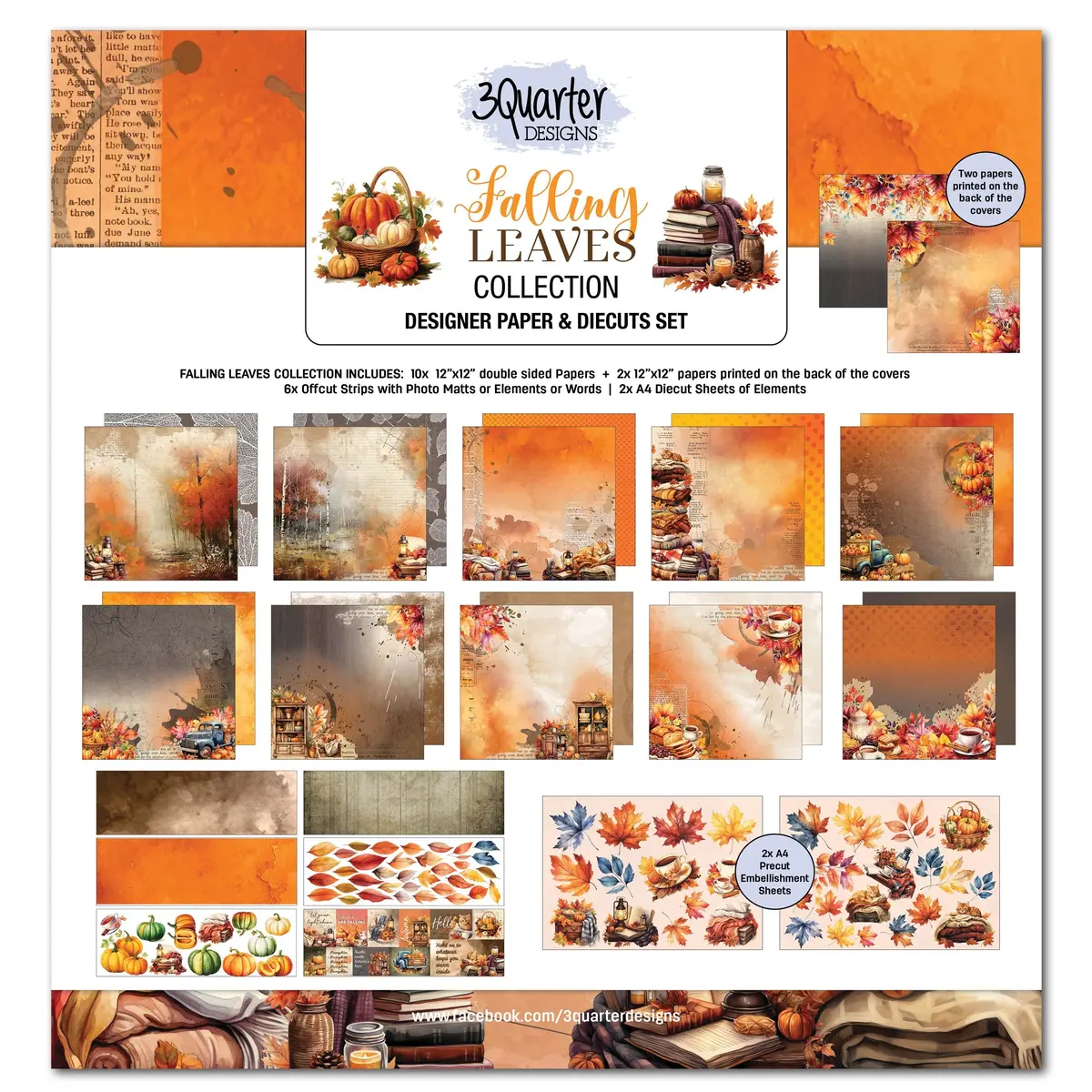 3Quarter Designs Falling Leaves 12X12 Scrapbook Collection 1