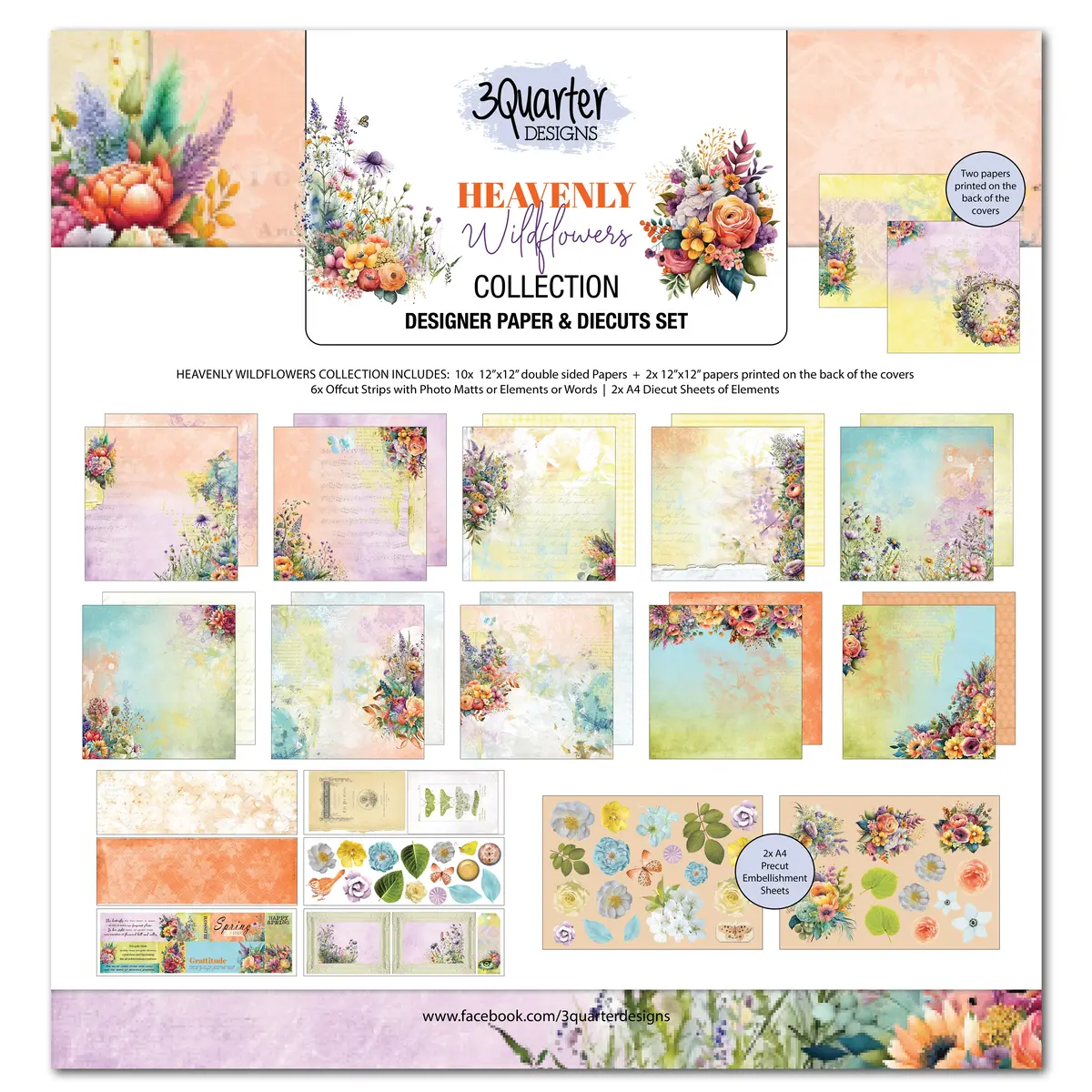 3Quarter Designs Heavenly Wildflowers 12X12 Scrapbook Collection 1