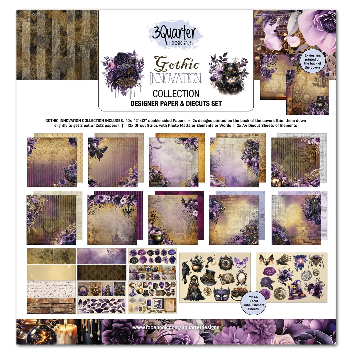 3Quarter Designs Gothic Innovation 12X12 Design Paper & Diecuts Set 1