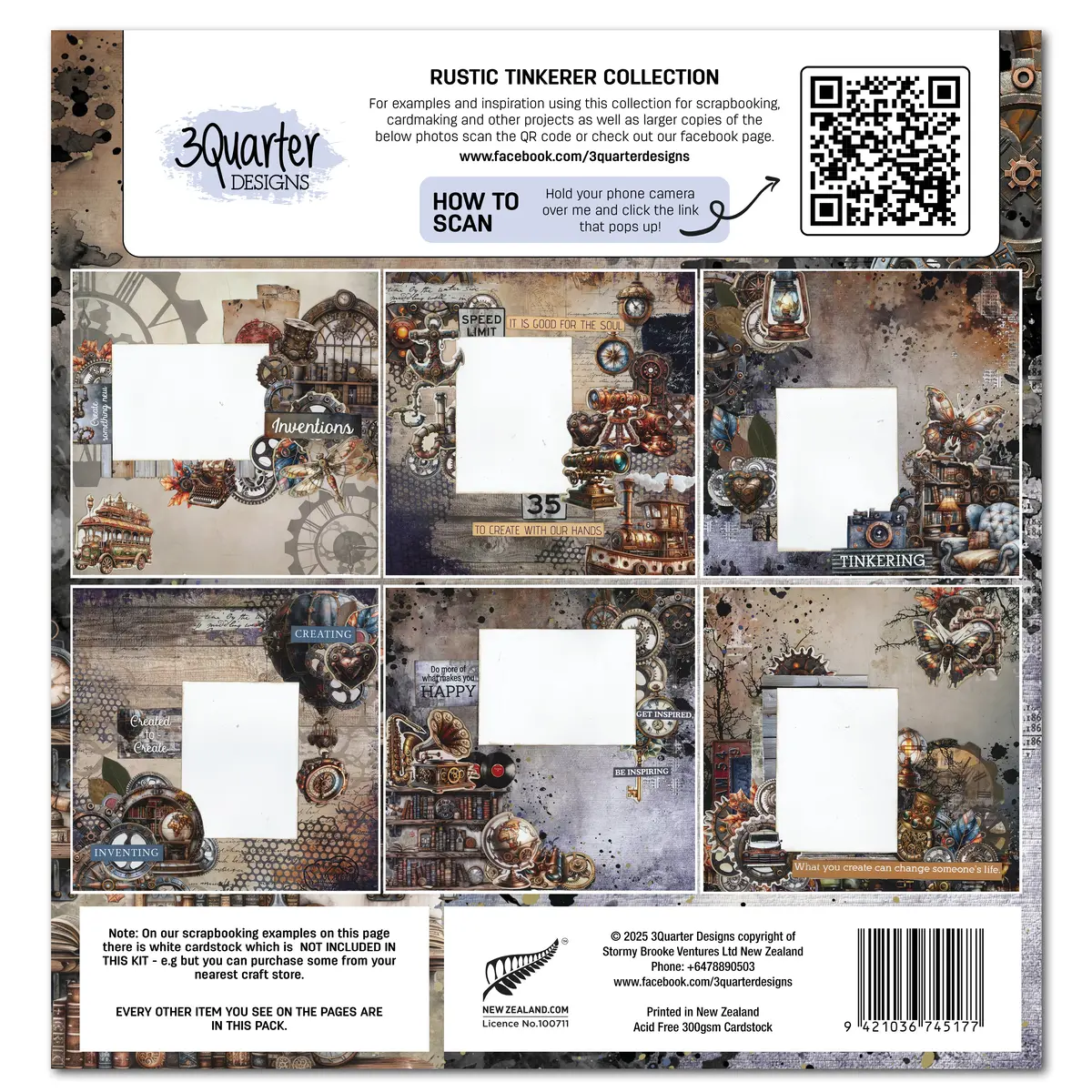 3Quarter Designs Rustic Tinkerer 12X12 Design Paper & Diecuts Set 2