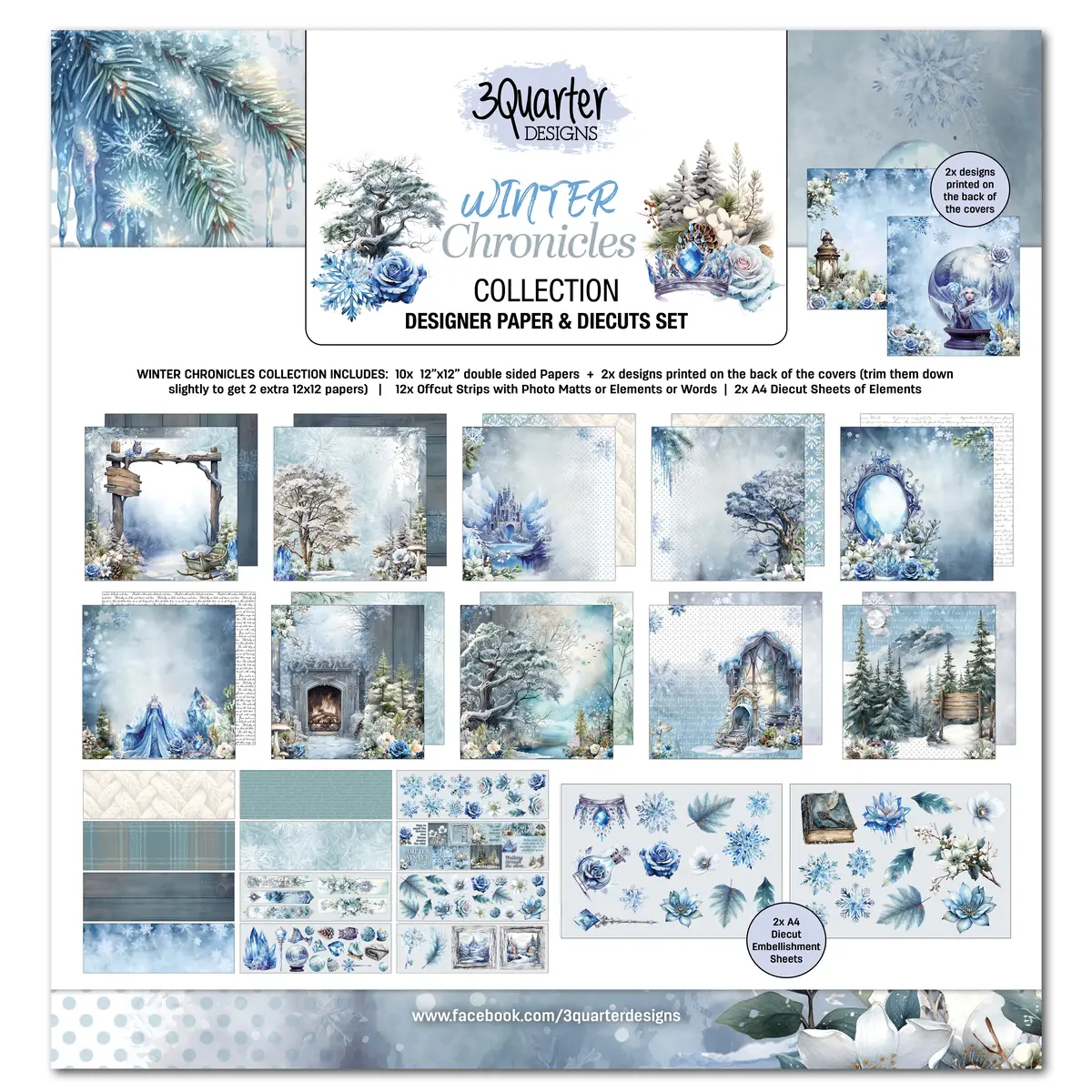 3Quarter Designs Winter Chronicles 12X12 Design Paper & Diecuts Set 1