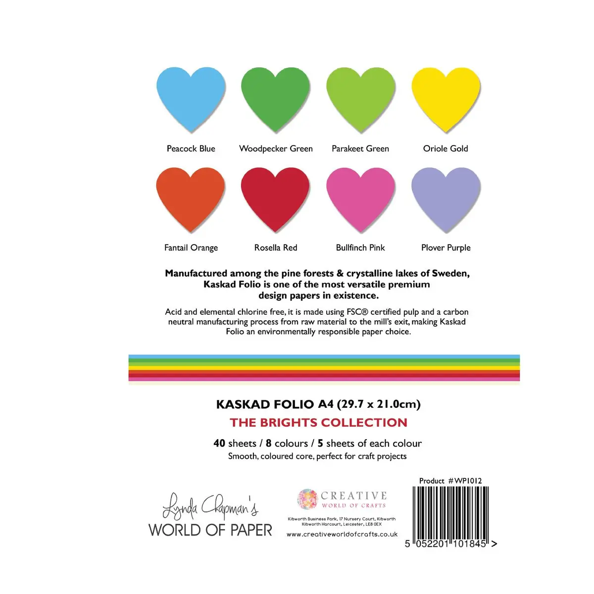 Kaskad Folio Brights Collection A4 225Gsm Coloured Core Cardstock 40 Sheets 2