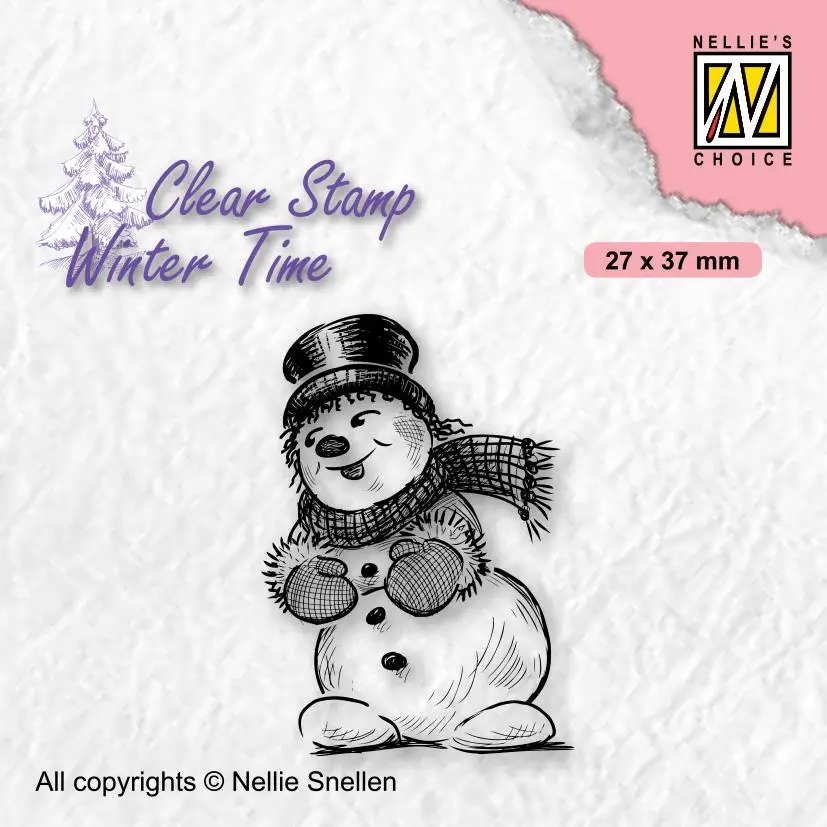 Nellie's Choice Clear Stamp Winter Time - Snowman With Top Hat 1