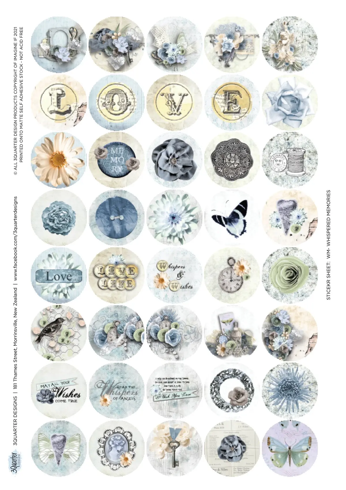 3Quarter Designs Sticker A4 Sheet - Whispered Memories 1