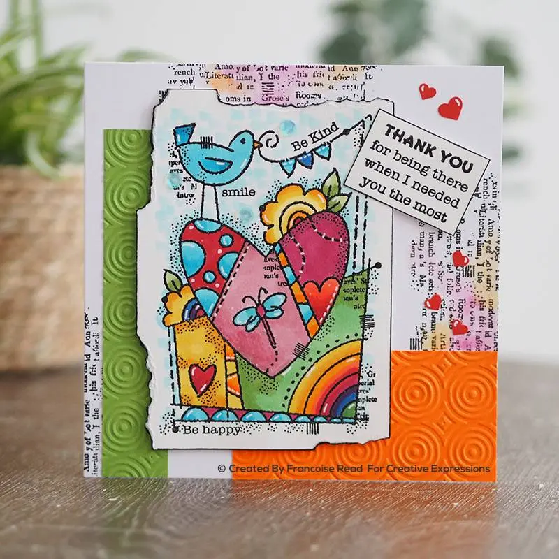 Woodware Clear Singles Rainbow Heart 4 In X 6 In Stamp 2