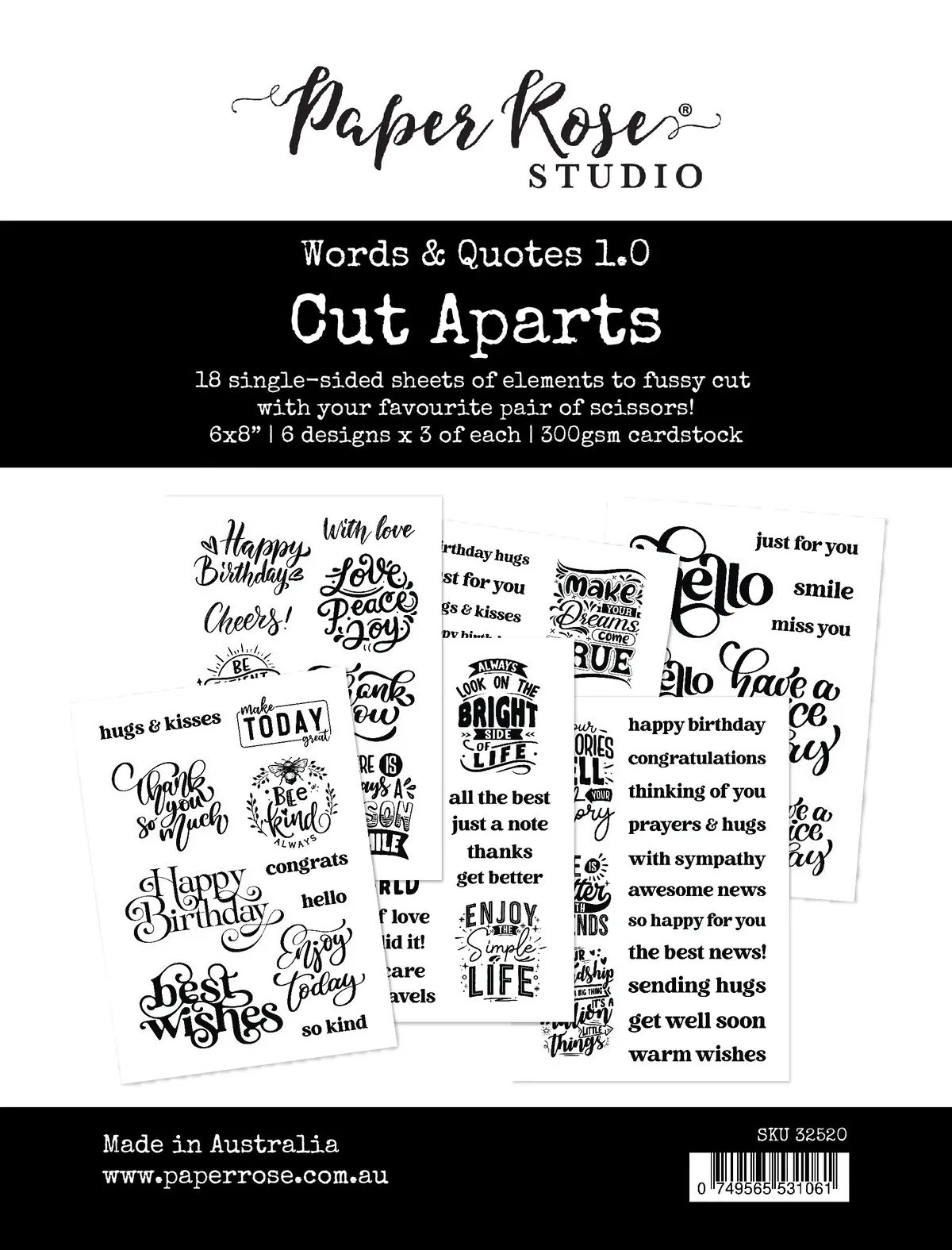 Words & Quotes 1.0 Cut Aparts Paper Pack 32520 1