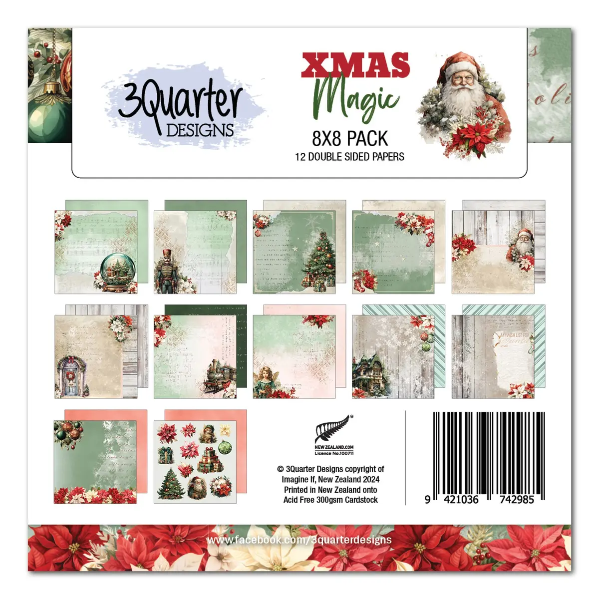 3Quarter Designs Xmas Magic 8X8 Paper Pack 1