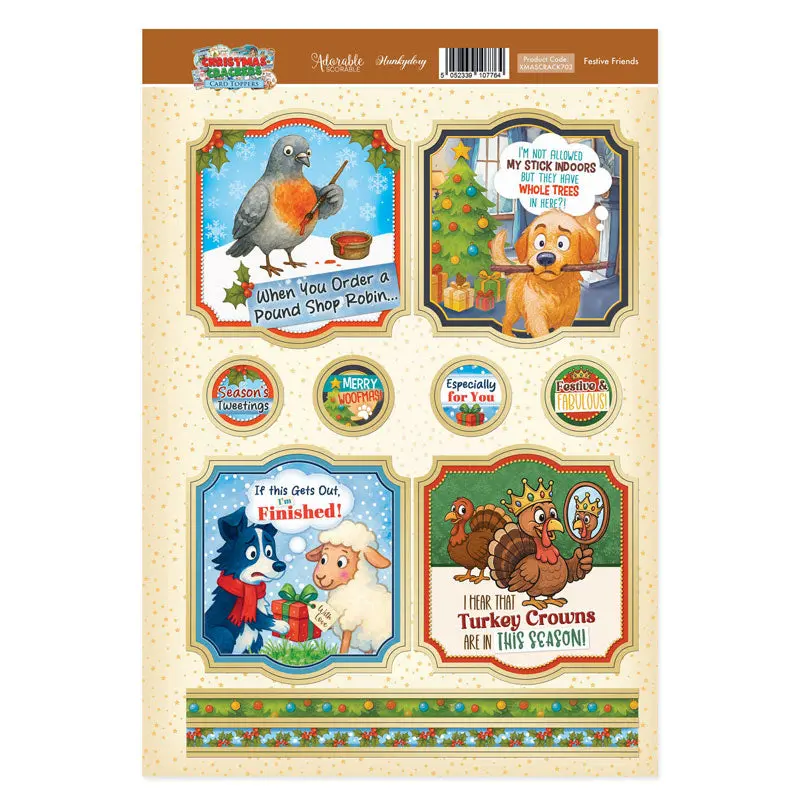 Christmas Crackers Topper Sheet - Festive Friends 1