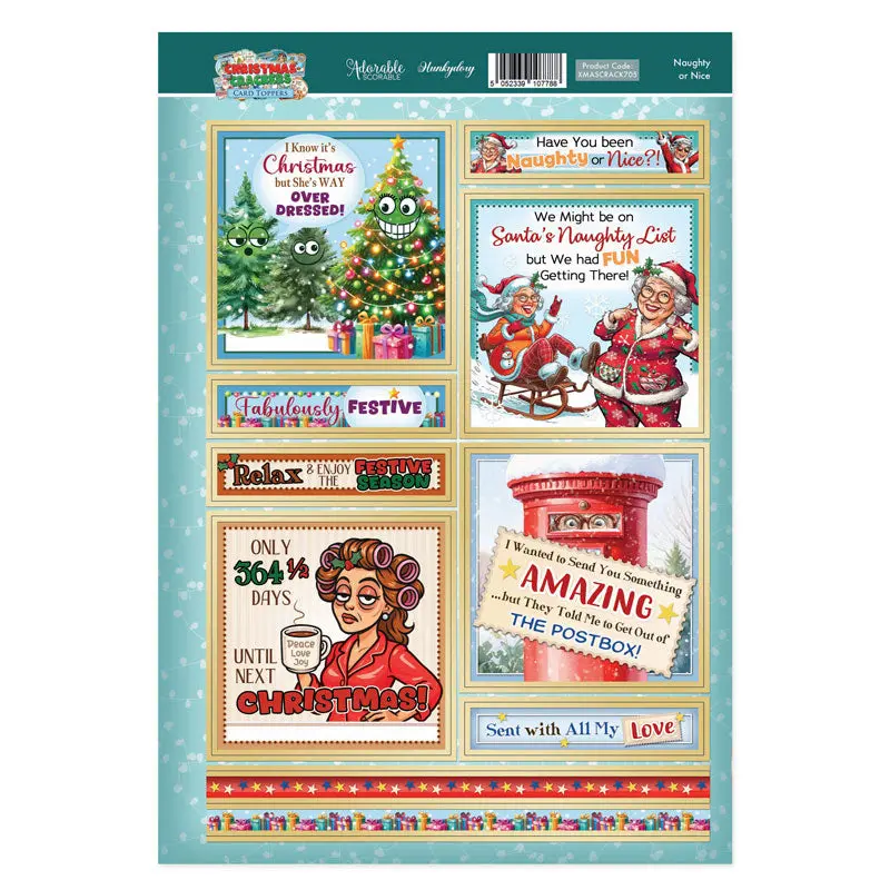 Christmas Crackers Topper Sheet - Naughty Or Nice 1