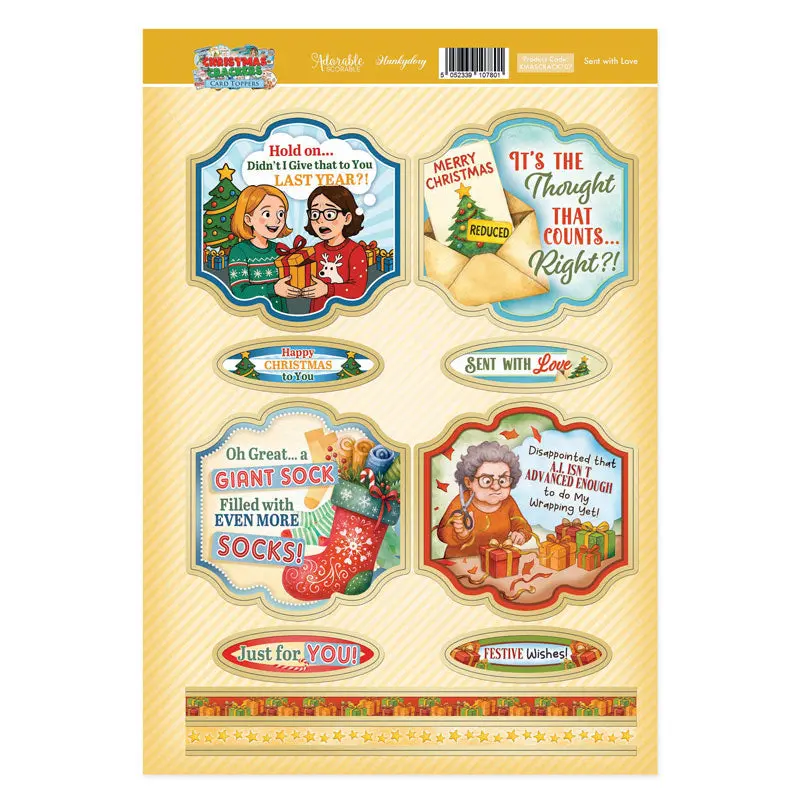 Christmas Crackers Topper Sheet - Sent With Love 1