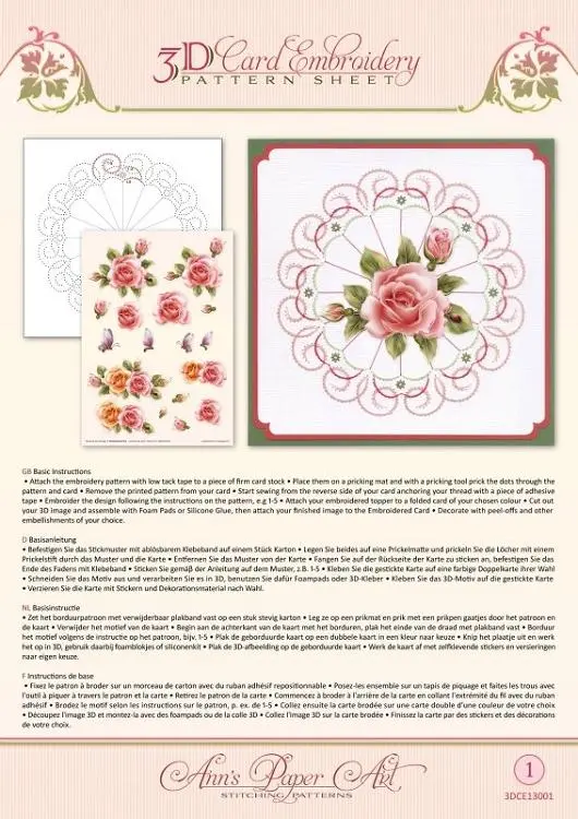 Ann Paper Embroidery Pattern - Rose Glow 1