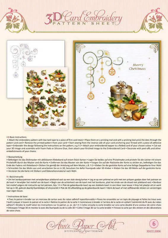 Ann Paper Embroidery Pattern - Christmas Gifts 1