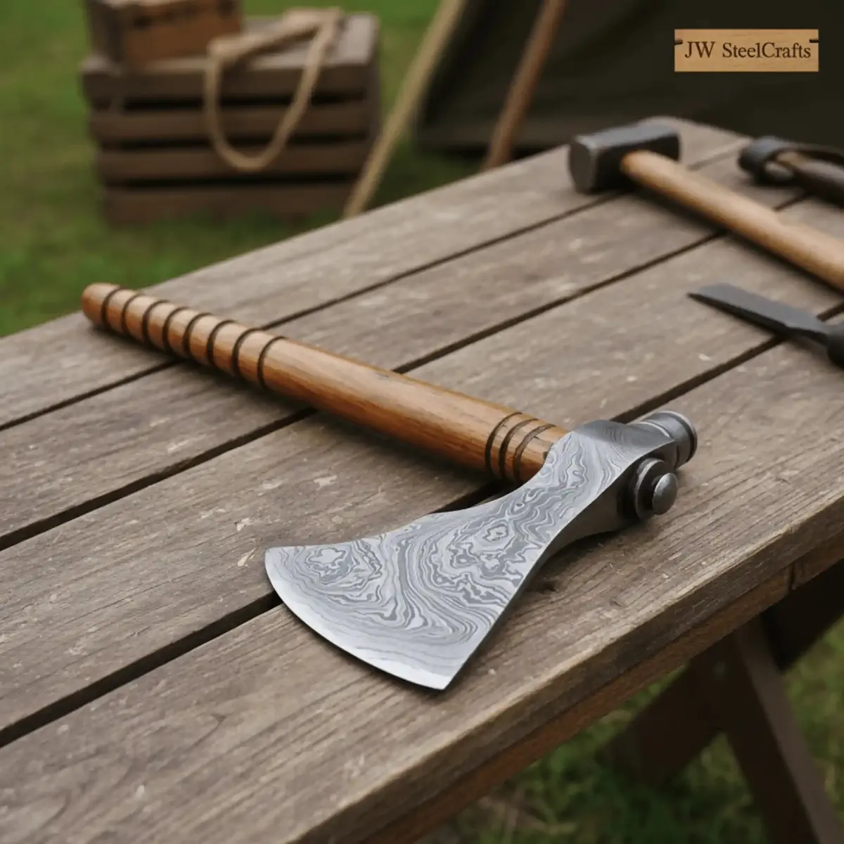 Beautiful Handmade Damascus Steel Smoking Axe "Unique Axe"Limited Edition 1