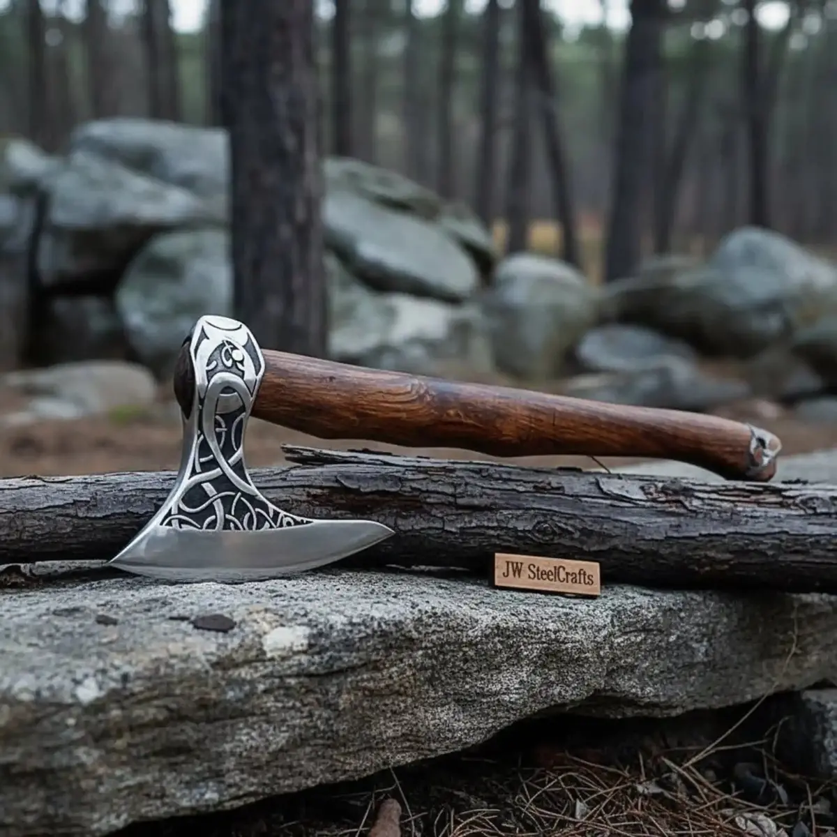Beautiful Handmade Steel Axe With Wood Handle 1