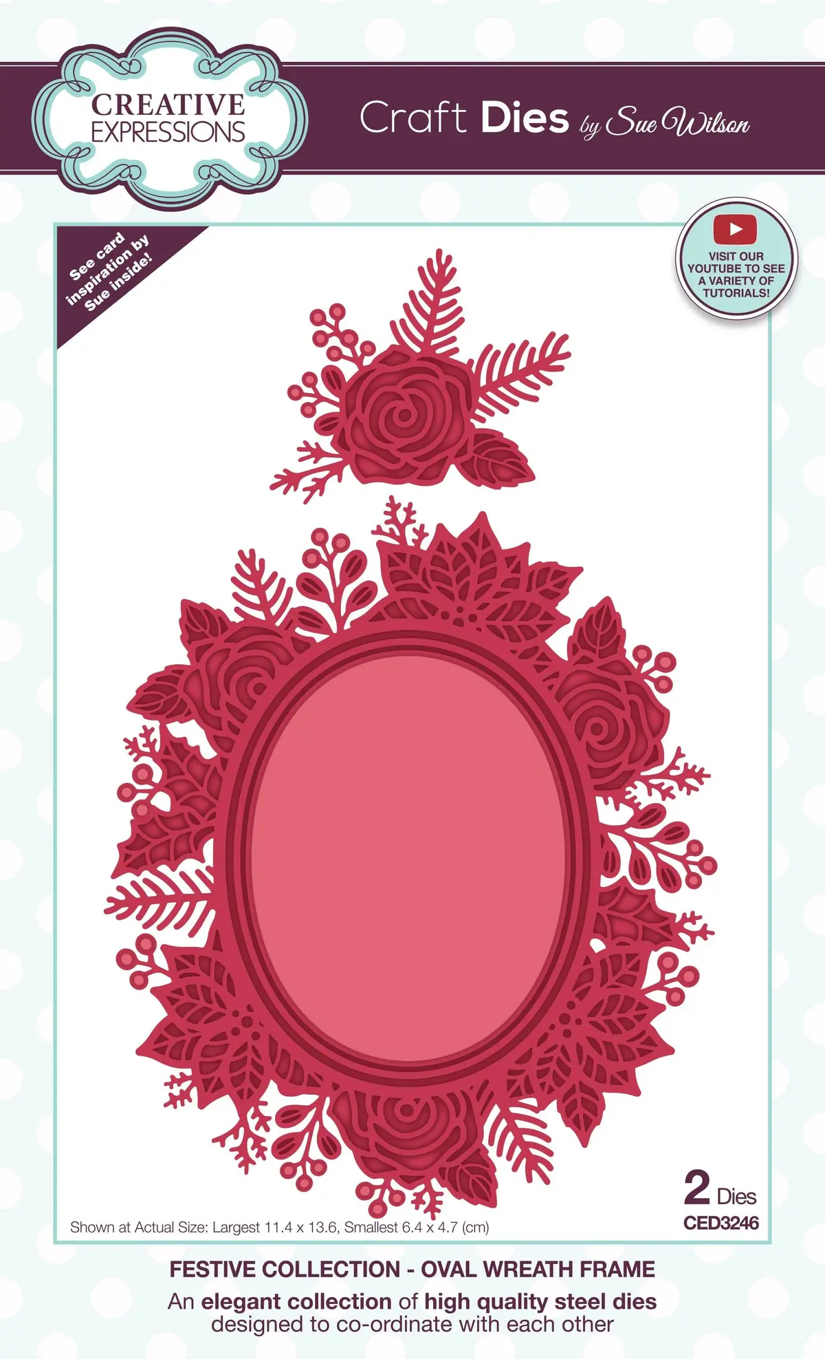Creative Expressions Sue Wilson Festive Oval Wreath Frame Craft Die 1
