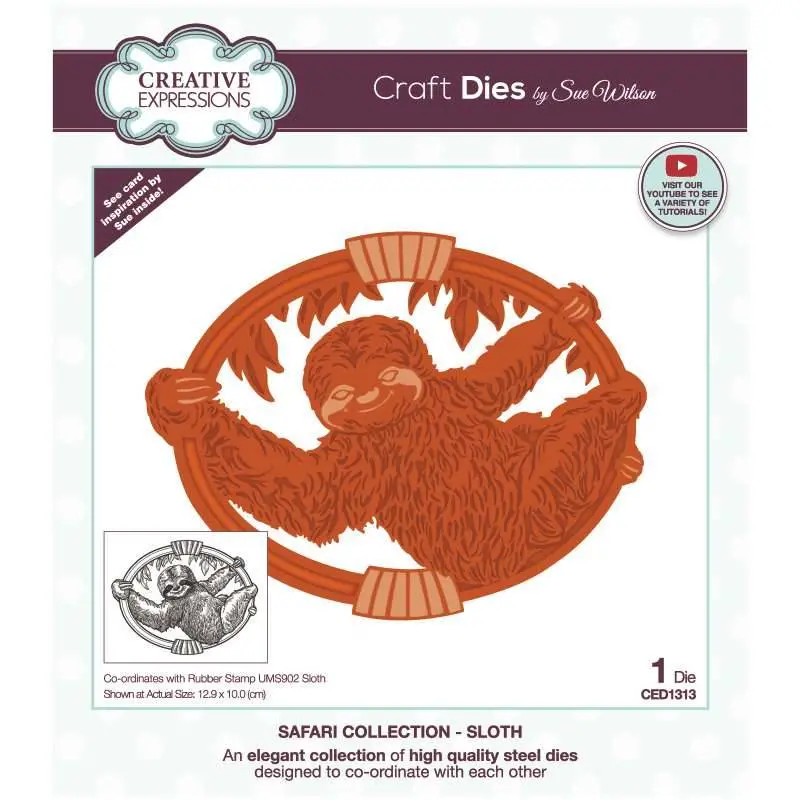 Sue Wilson Safari Collection Sloth Craft Die 1