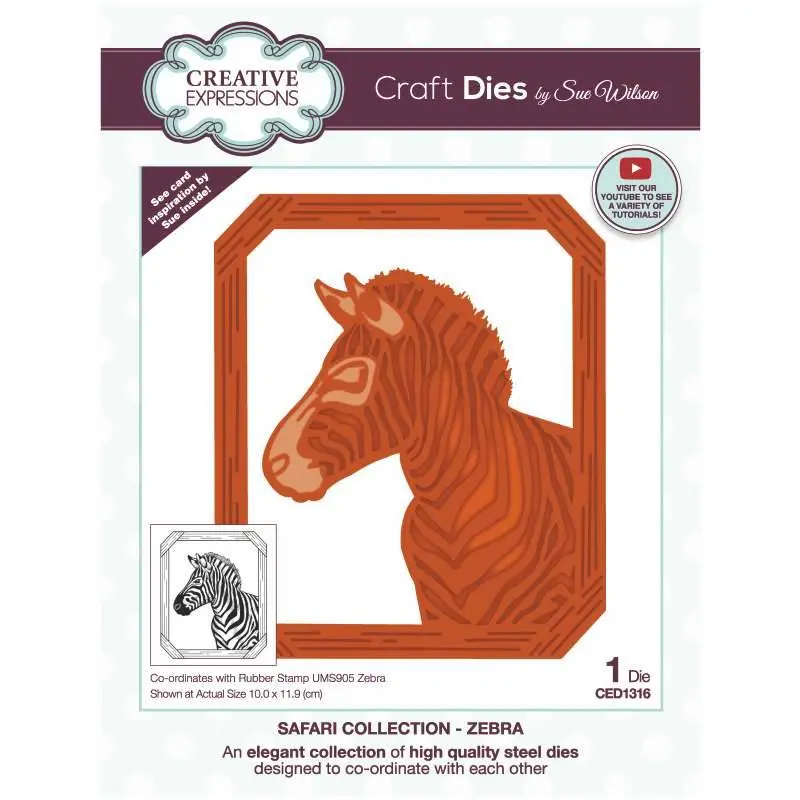Sue Wilson Safari Collection Zebra Craft Die 1