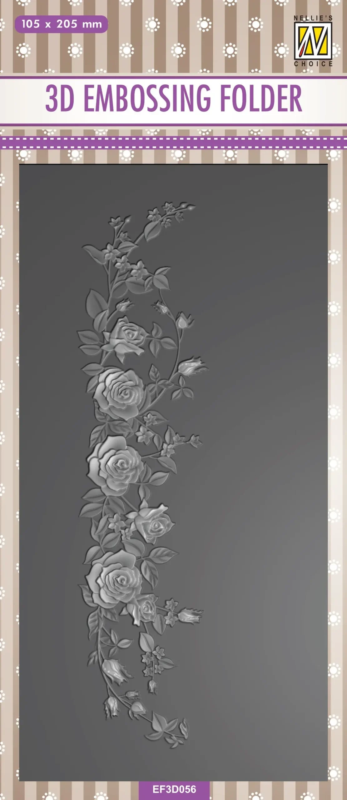 Nellie's Choice 3D Embossing Folder Slimline - Rose Border 1