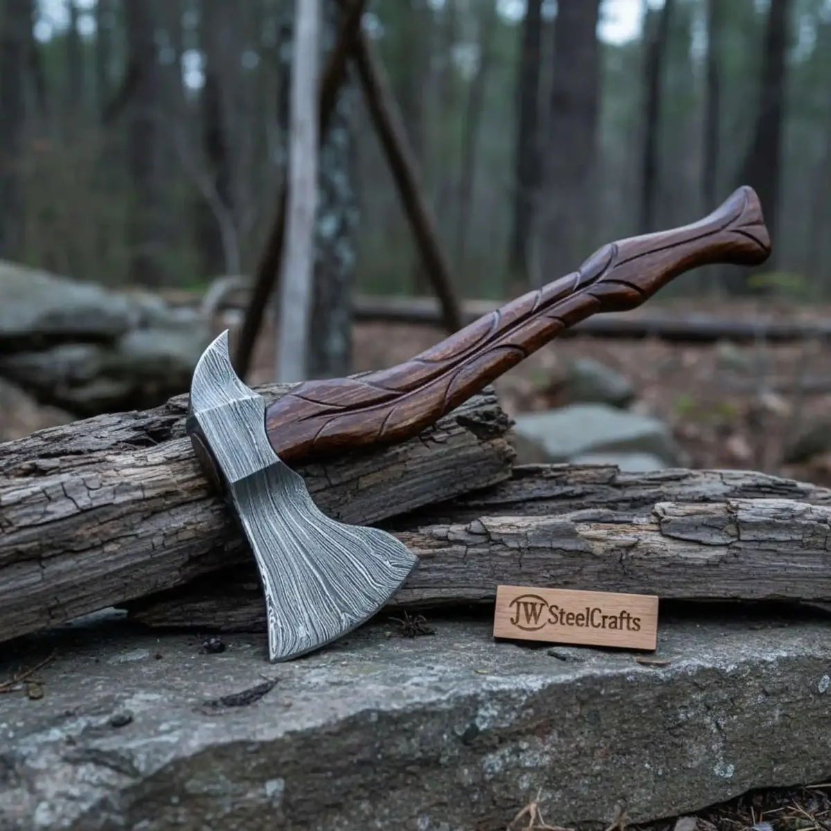Collector’S Viking Skeggøx Bearded Axe, Historic Scandinavian Pattern In Damascus 1