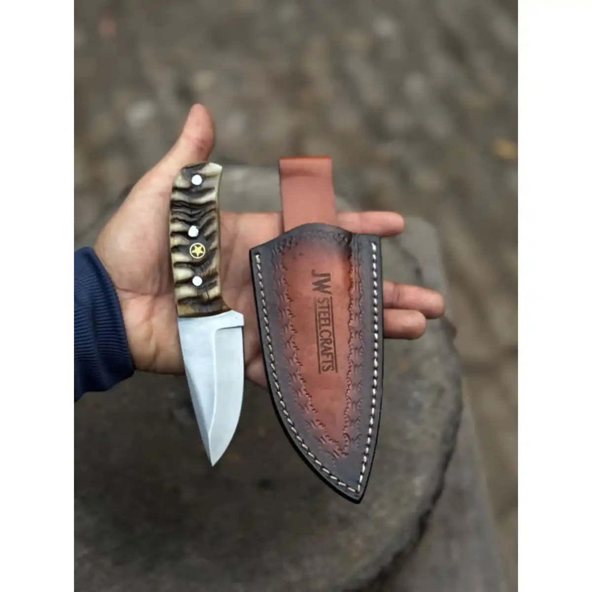 Compact Outdoor Knife – Stainless Steel Blade | Ram Horn Or Wengi Wood Handle | Jw Steelcrafts 1