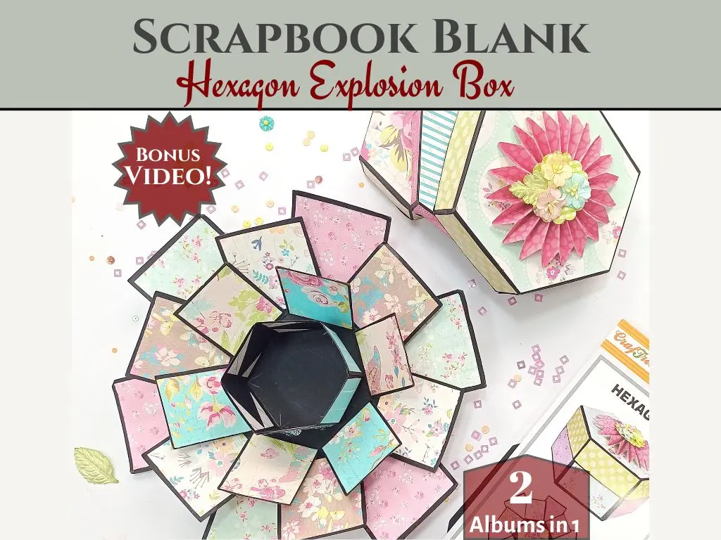 Craftreat Scrapbook Blanks - Hexagon Explosion Box - Black & Kraft Color 1