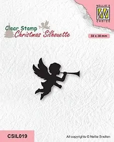 Nellie's Choice Clear Stamp Christmas Silhouette - Angel With Trumpet 1