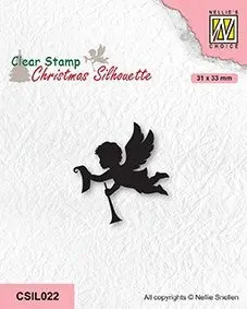 Nellie's Choice Clear Stamp Christmas Silhouette - Angel With Message 1