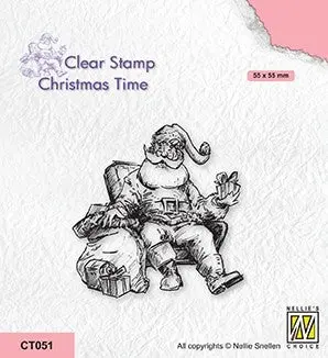 Nellie's Choice Clear Stamp - Christmas Time - Santa Claus In Lounge Chair 1
