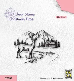 Nellie's Choice Clear Stamp - Christmas Time - Winter Landscape With Deer 1