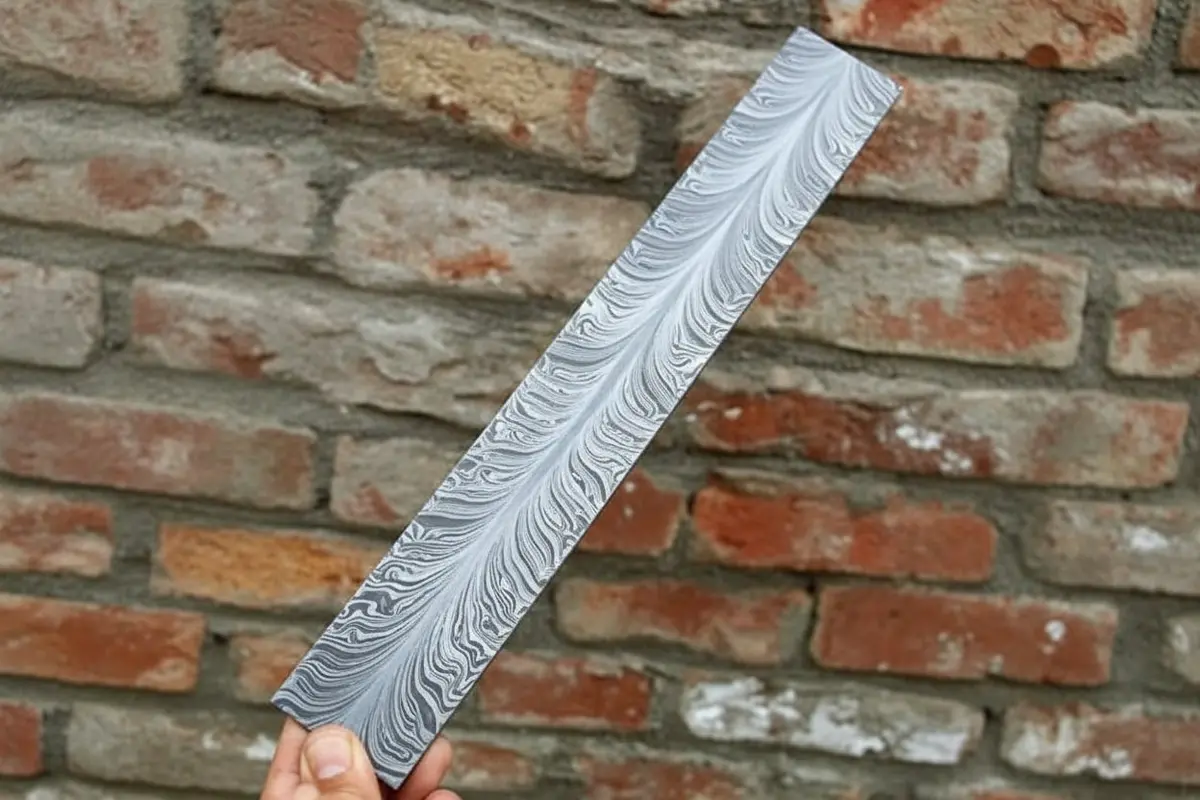10 Inch Feather Pattern Damascus Steel Billet Bar For Knife And Tool Making 1