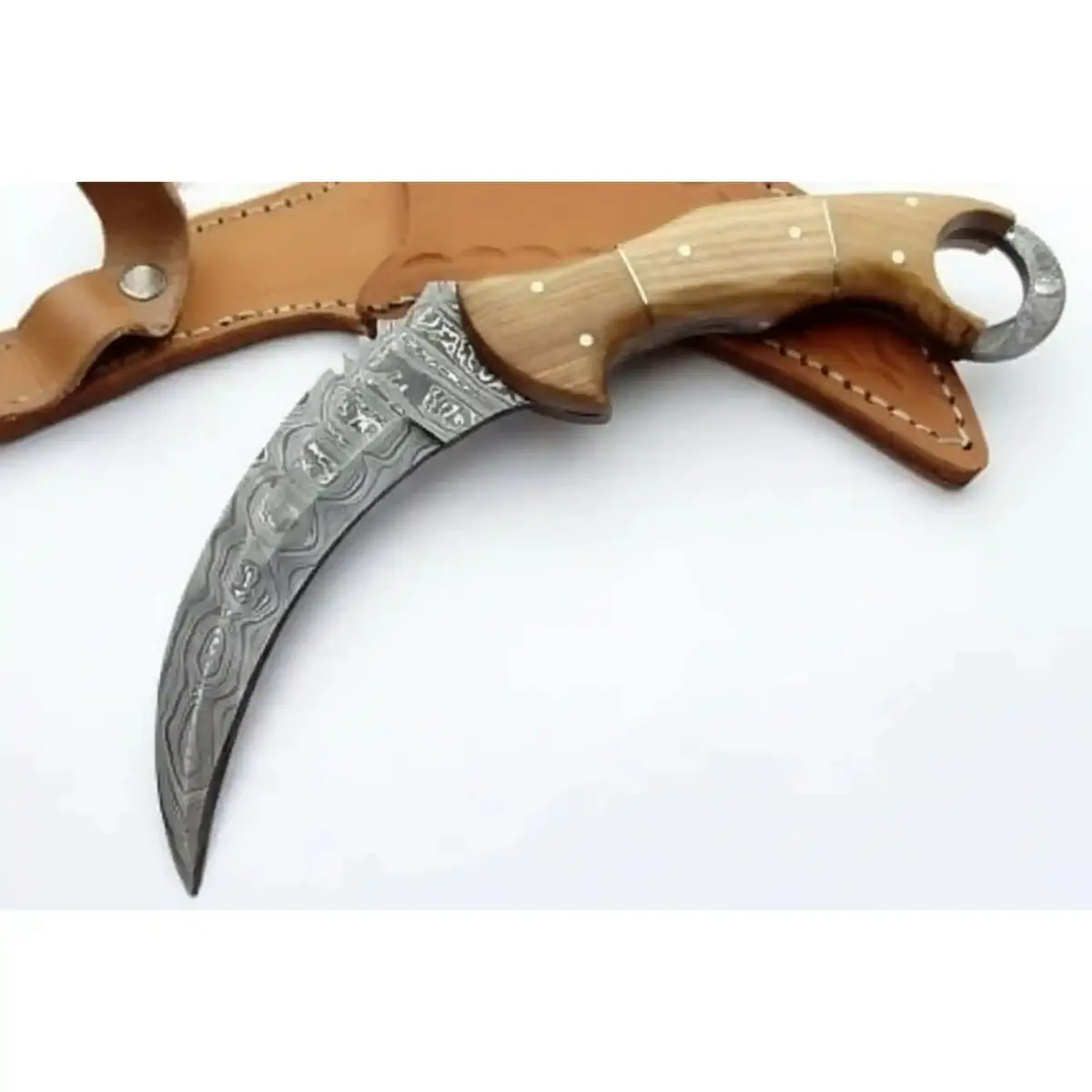 Custom Handmade Damascus Steel  Full Tang Karambit Knife 1