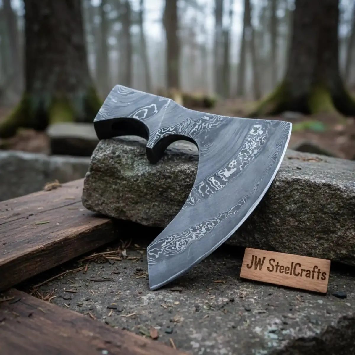 Custom Handmade Damascus Steel Viking Axe Head / Pagan Axe Head/ Chopping Axe / Edge Sharp 1