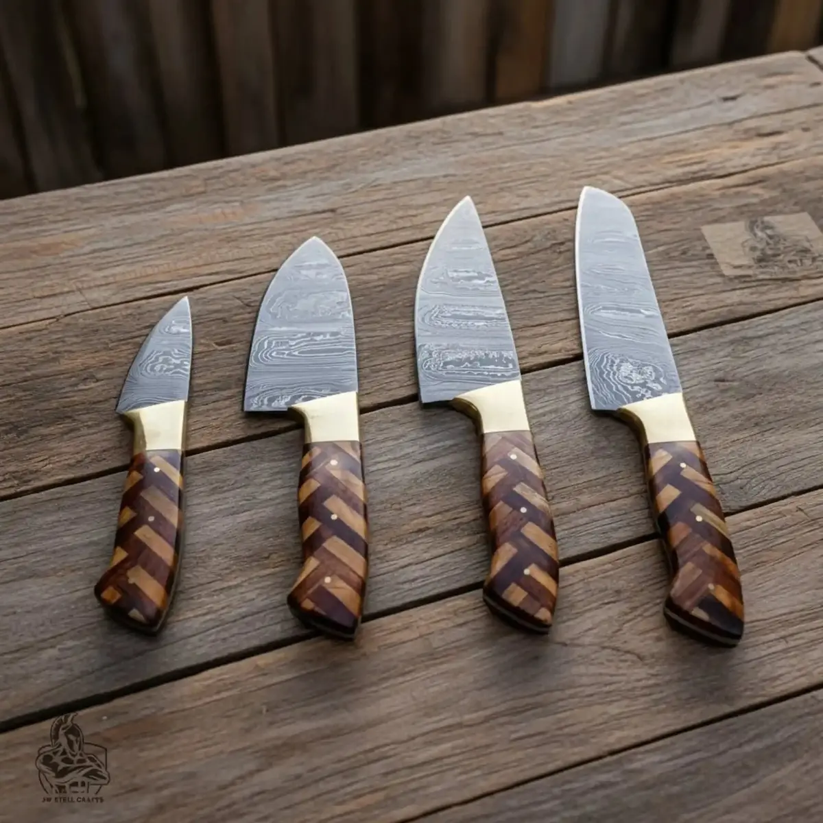 Custom Made Chef Knives Set With Wood Handle 1