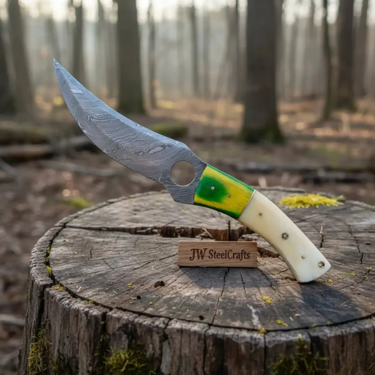 Damascus Hunting Knife 8.5” Fixed Blade 1