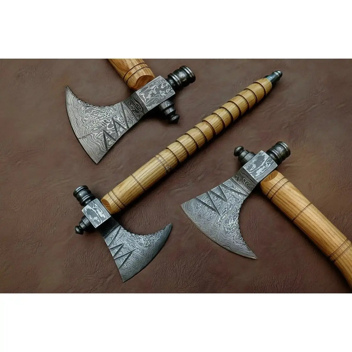Damascus Pipe Axe 19 Inch Ash Wood Handle | Hand Forged Tomahawk Smoking Axe | Jw Steelcrafts 1