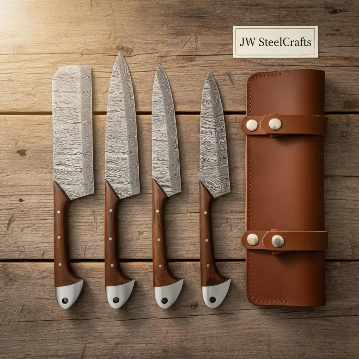 Damascus Steel Chef Knife Set - Chinese Cleaver, Chef & Utility Knives 1