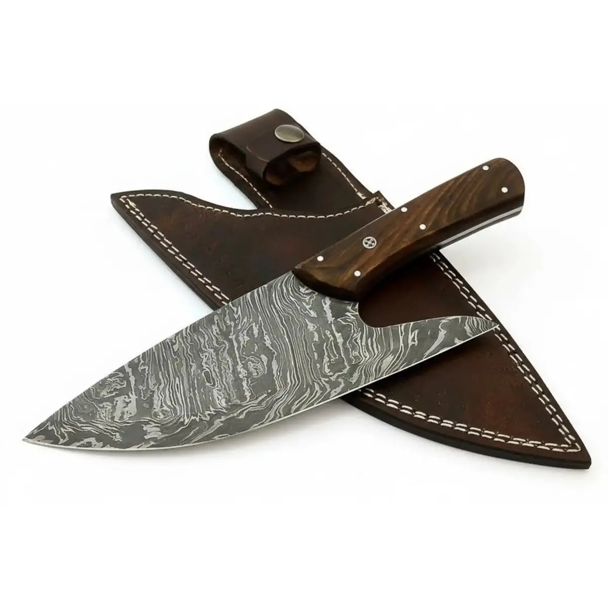Damascus Steel Mini Cleaver Chef Knife With Rosewood Handle – 10 Inch Overall 1
